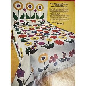 Vintage Apr 1972 Vintage ad‎ Sears psychedelic Flower MCM bedding advertisement